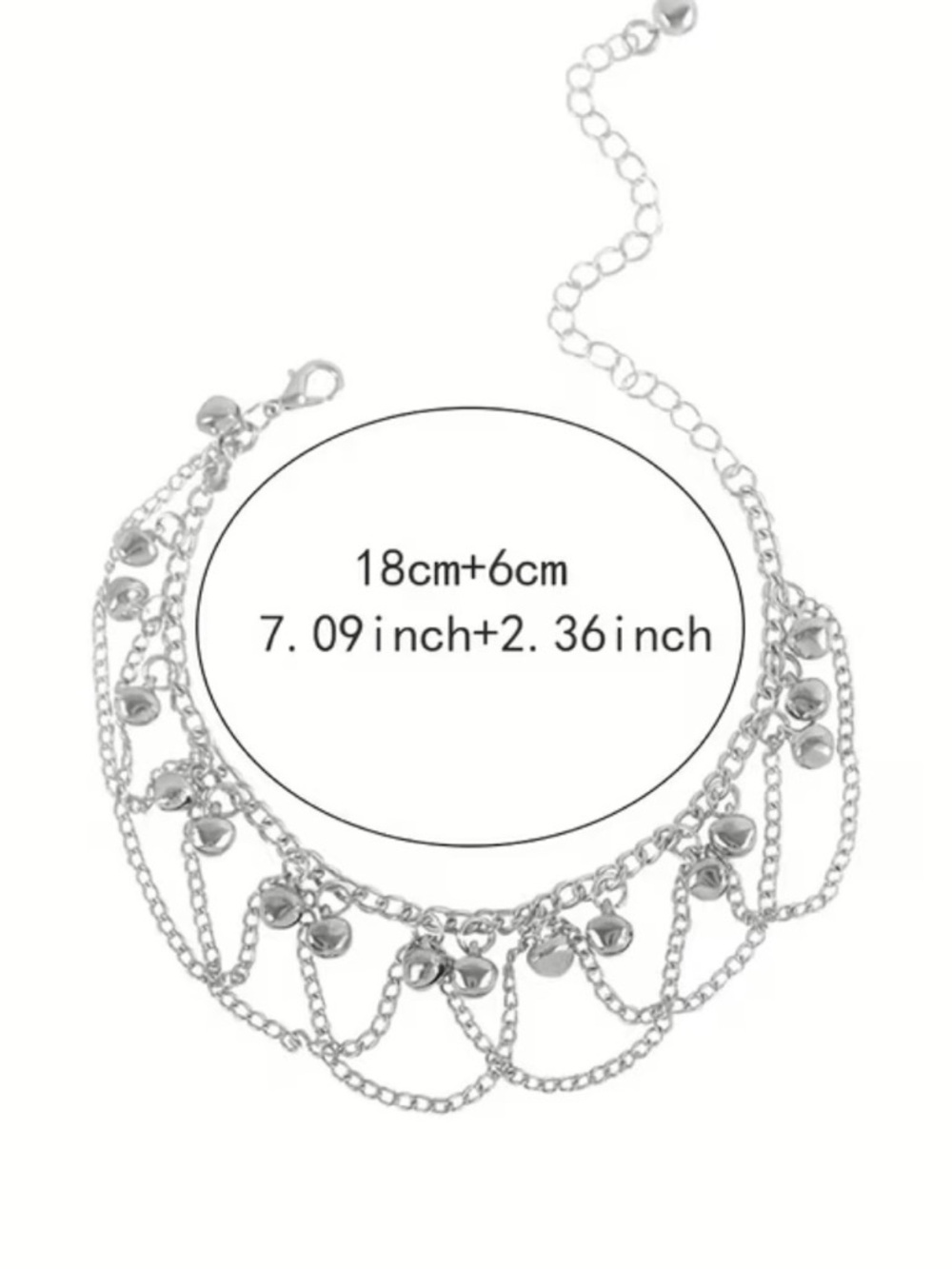 Silver Dainty Bell Charm Anklet - Picture 4 of 5